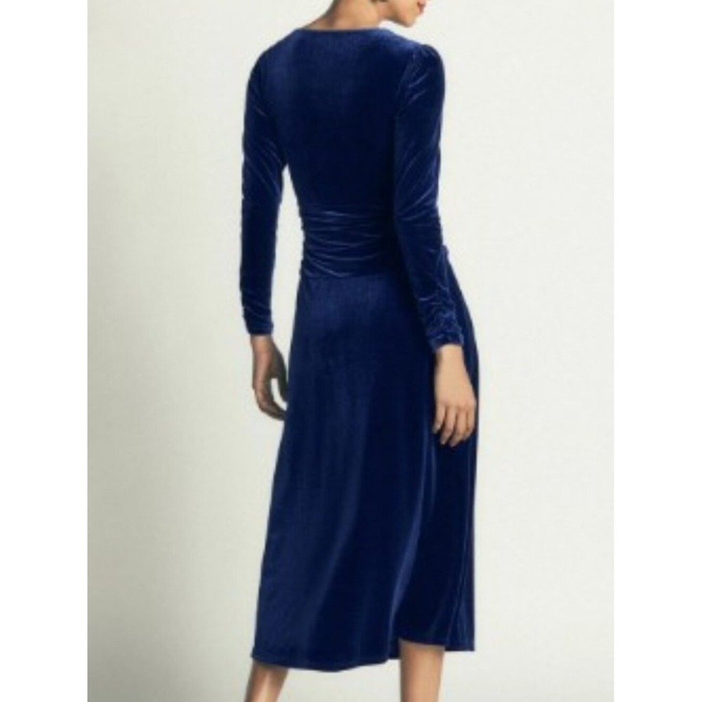 Boden 12R Navy Tilda Velvet Long Sleeve Midi Dress Quiet Luxury Mother of Groom - Picture 2 of 16